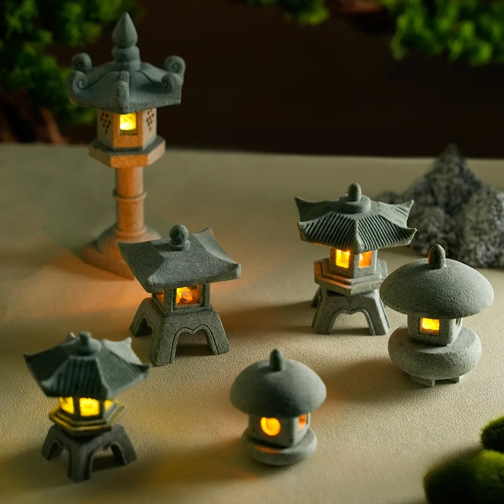 Mini Bonsai Zen Garden - Patung Taman Lampu Lentera Pagoda Mini