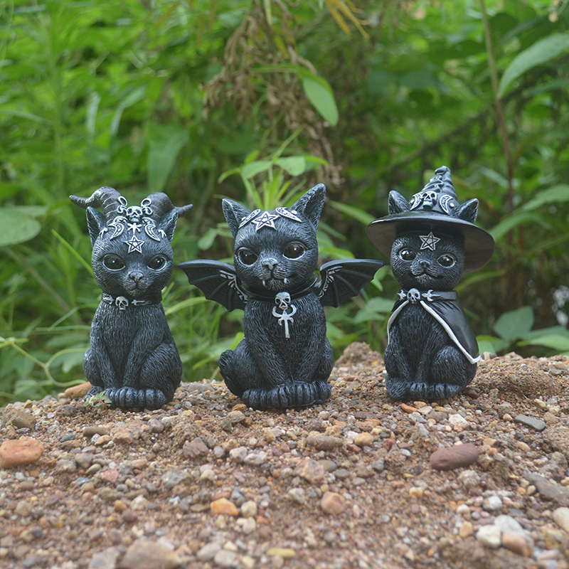 Bonsai Garden Festival - Patung Kerajinan Resin Kucing Ajaib Halloween