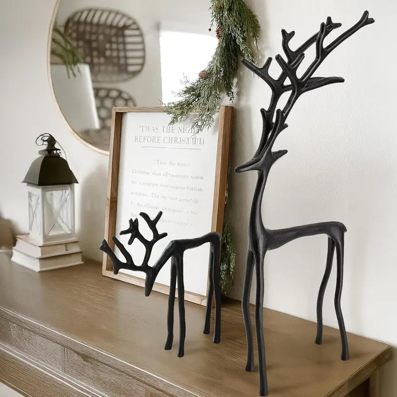 Bonsai Garden Bench - 1 buah Patung Rusa Natal Hitam