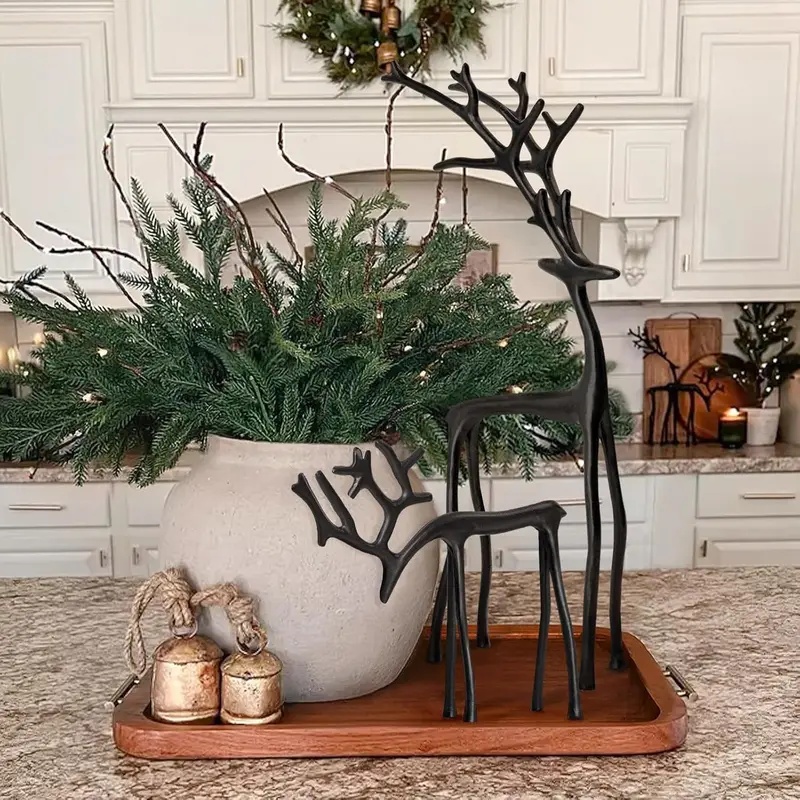 1 buah Patung Rusa Natal Hitam - Bonsai Garden Bench ulasan dan harga